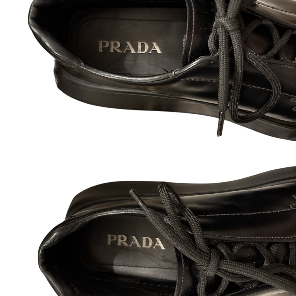PRADA 2EG312 Chunky Black Leather Men Shoes Sz 11 US Sneakers (Run Very Large) - Picture 4 of 6